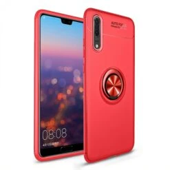 Coque Silicone Huawei P20 Pro Avec Anneau En Metal Rouge