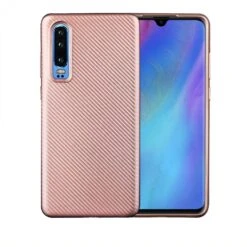 Coque Silicone Huawei P30 Style Fibre De Carbone Rose