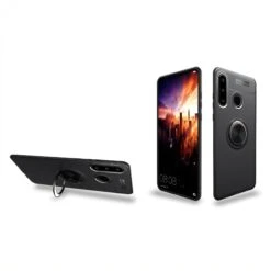 Coque Silicone Huawei P30 Lite Avec Anneau En Metal Noir -All For Phone Magasin coque huawei p30 lite frac3024 7