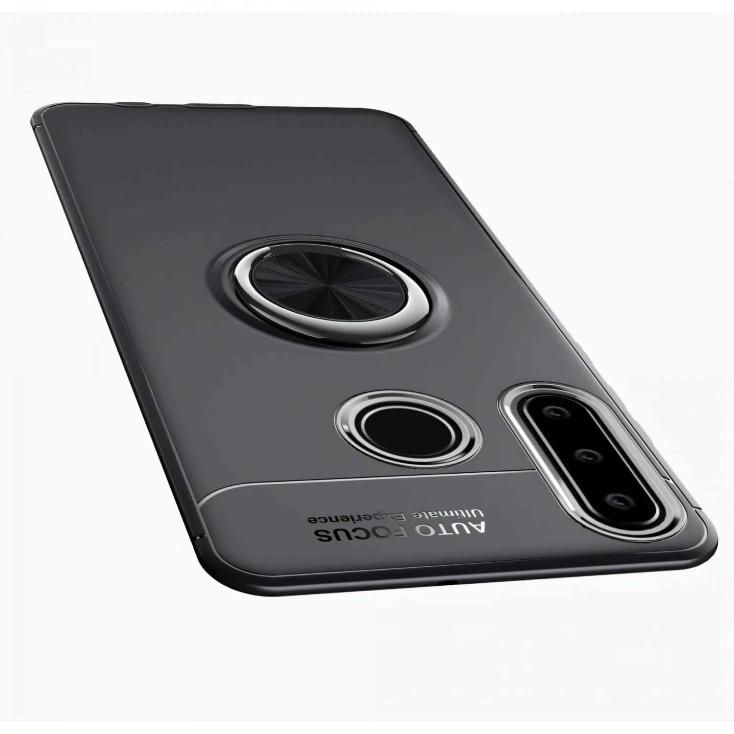 Coque Silicone Huawei P30 Lite Et Nova 4E Avec Anneau Et Support En Metal Noir 4 Coque Silicone Huawei P30 Lite Et Nova 4E Avec Anneau Et Support En Metal Noir – Image 2