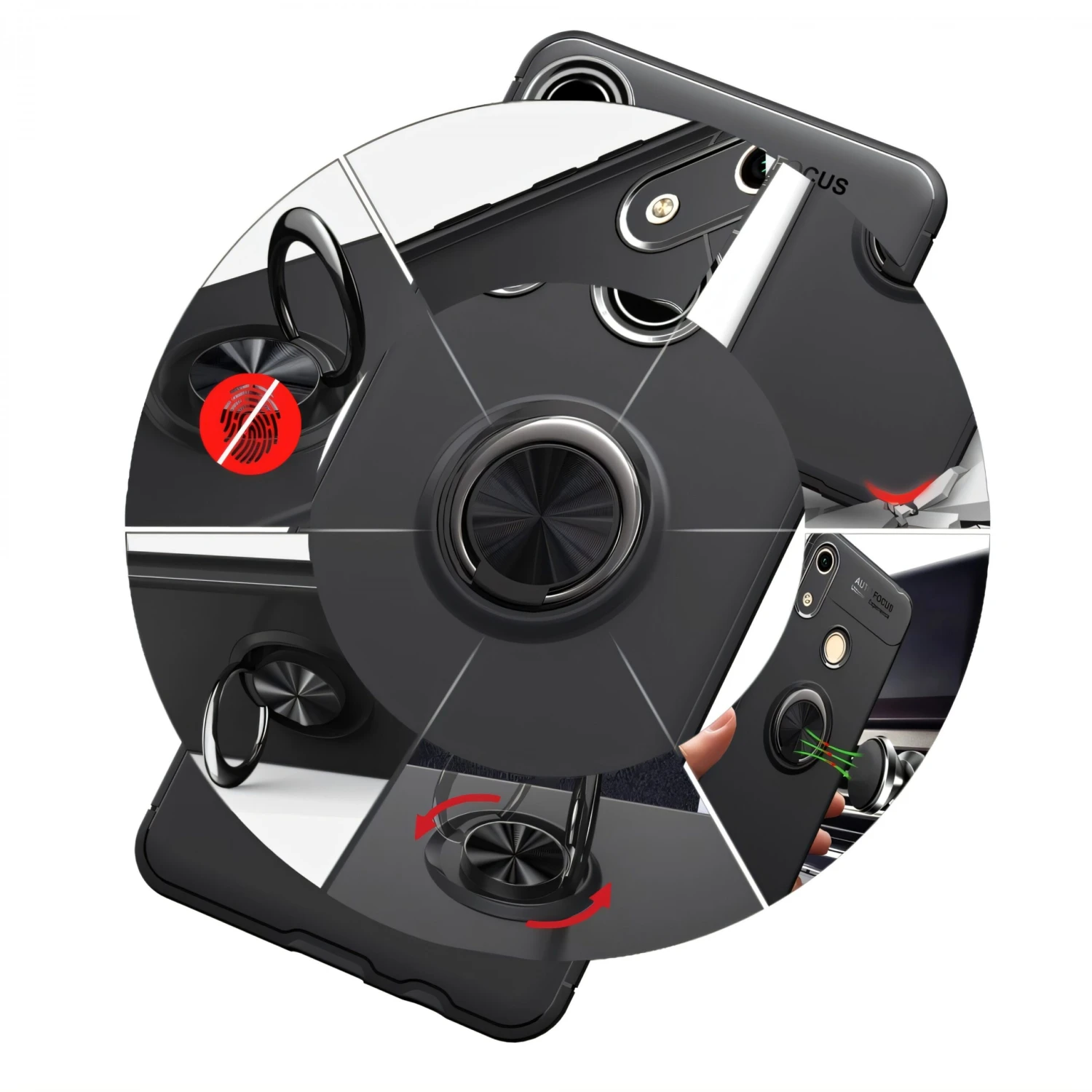 Coque Silicone Huawei P30 Lite Et Nova 4E Avec Anneau Et Support En Metal Noir 10 Coque Silicone Huawei P30 Lite Et Nova 4E Avec Anneau Et Support En Metal Noir – Image 8