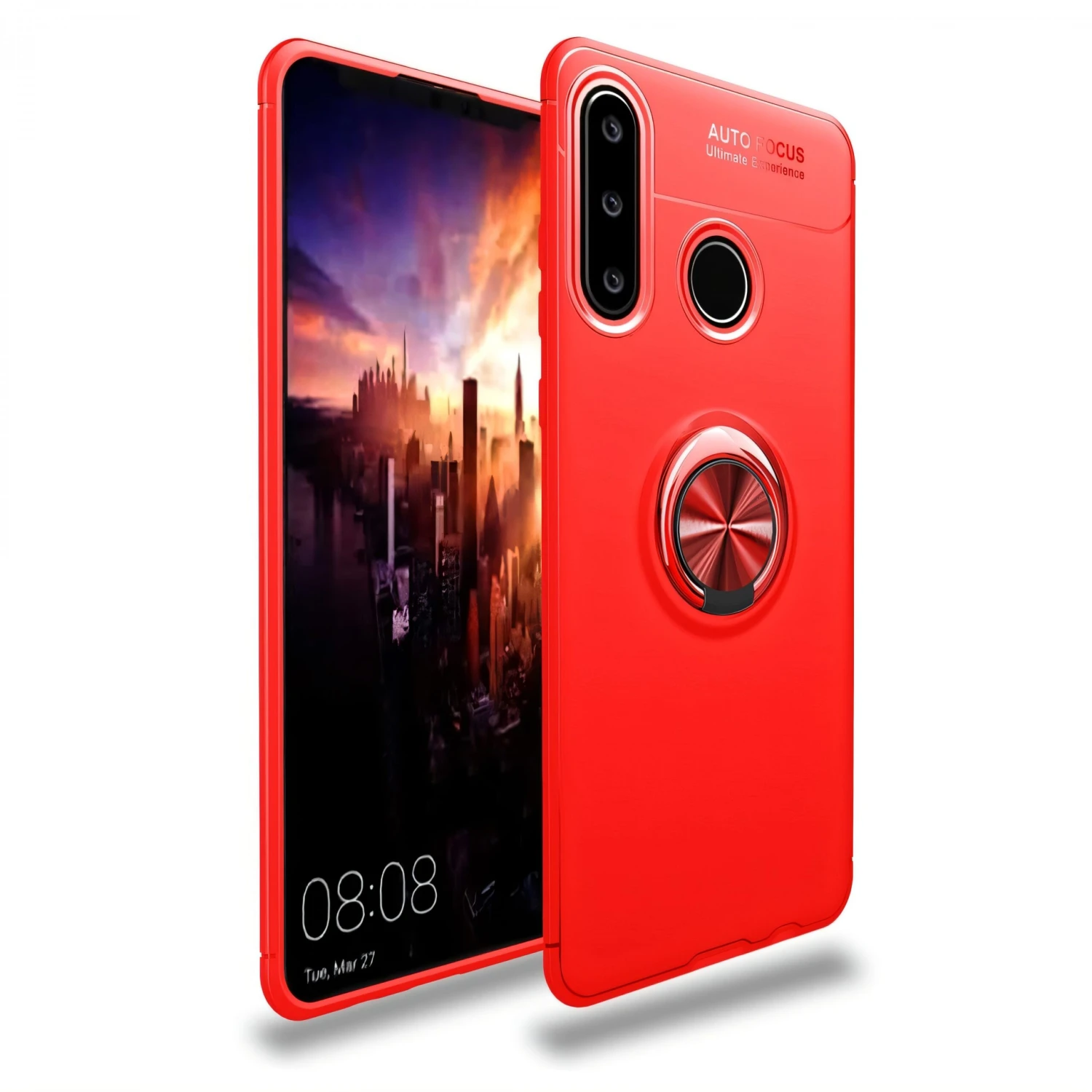 Coque Silicone Huawei P30 Lite Et Nova 4E Avec Anneau Et Support En Metal Rouge 3 Coque Silicone Huawei P30 Lite Et Nova 4E Avec Anneau Et Support En Metal Rouge