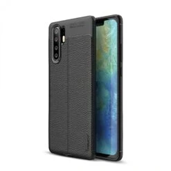 Coque Silicone Huawei P30 Pro IPAKY Effet Cuir Noir