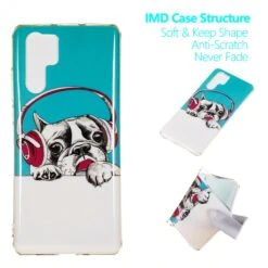Coque Silicone Huawei P30 Pro Fantaisie Phosphorescente Chien Branché Blanc