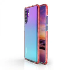 Coque Silicone Transparent Huawei P30 Pro Avec Bords Colorés Rouge