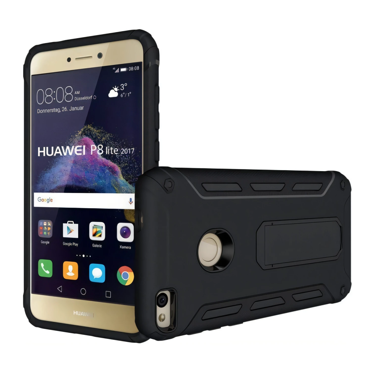 Coque Huawei P8 Lite 2017 Et Honor 8 Lite Antichoc Et Resistant Avec Support Noir 8 Coque Huawei P8 Lite 2017 Et Honor 8 Lite Antichoc Et Resistant Avec Support Noir – Image 6