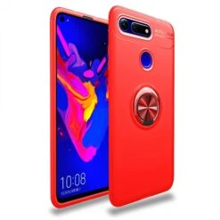 Coque Silicone Huawei Honor View 20 Et Huawei V20 Avec Anneau En Metal Rouge