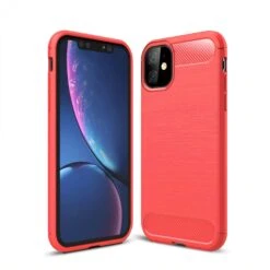 Coque IPhone 11 Style Fibre De Carbone Brossé - Rouge
