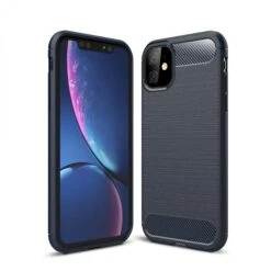 Coque IPhone 11 Style Fibre De Carbone Brossé - Bleu Foncé