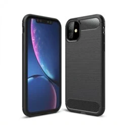 Coque IPhone 11 Style Fibre De Carbone Brossé - Noir