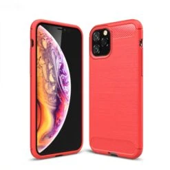 Coque IPhone 11 Pro Style Fibre De Carbone Brossé - Rouge