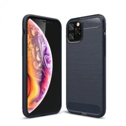 Coque IPhone 11 Pro Style Fibre De Carbone Brossé - Bleu Foncé