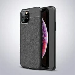 Coque Silicone IPhone 11 Pro Aspect Cuir - Noir