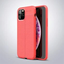 Coque Silicone IPhone 11 Pro Aspect Cuir - Rouge