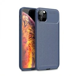 Coque IPhone 11 Pro Max Style Fibre De Carbone - Bleu Foncé