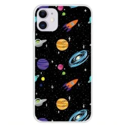 Coque Silicone IPhone 12 Pro Et IPhone 12 Planètes Noir