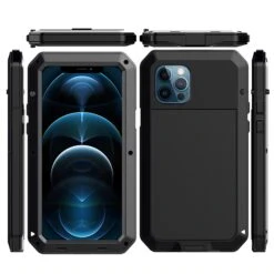 Coque Antichoc Metal IPhone 12 Et 12 Pro Avec Film En Verre Noir -All For Phone Magasin coque iphone 12 frac4100 8