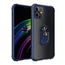 Coque Antichoc IPhone 12 Mini Hybride Avec Anneau Prévu Pour Support Aimanté - Bleu