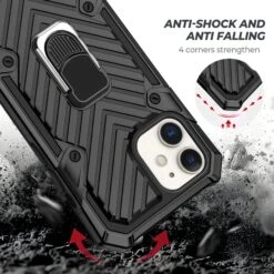 Coque Antichoc Hybride IPhone 12 Mini Avec Anneau - Noir -All For Phone Magasin coque iphone 12 mini frac3475 3