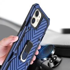 Coque Antichoc Hybride IPhone 12 Mini Avec Anneau - Bleu Foncé -All For Phone Magasin coque iphone 12 mini frac3478 2