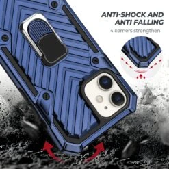 Coque Antichoc Hybride IPhone 12 Mini Avec Anneau - Bleu Foncé -All For Phone Magasin coque iphone 12 mini frac3478 3