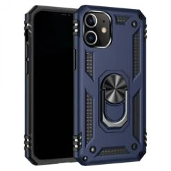 Coque Antichoc IPhone 12 Mini Hybride Armor Avec Anneau - Bleu Foncé