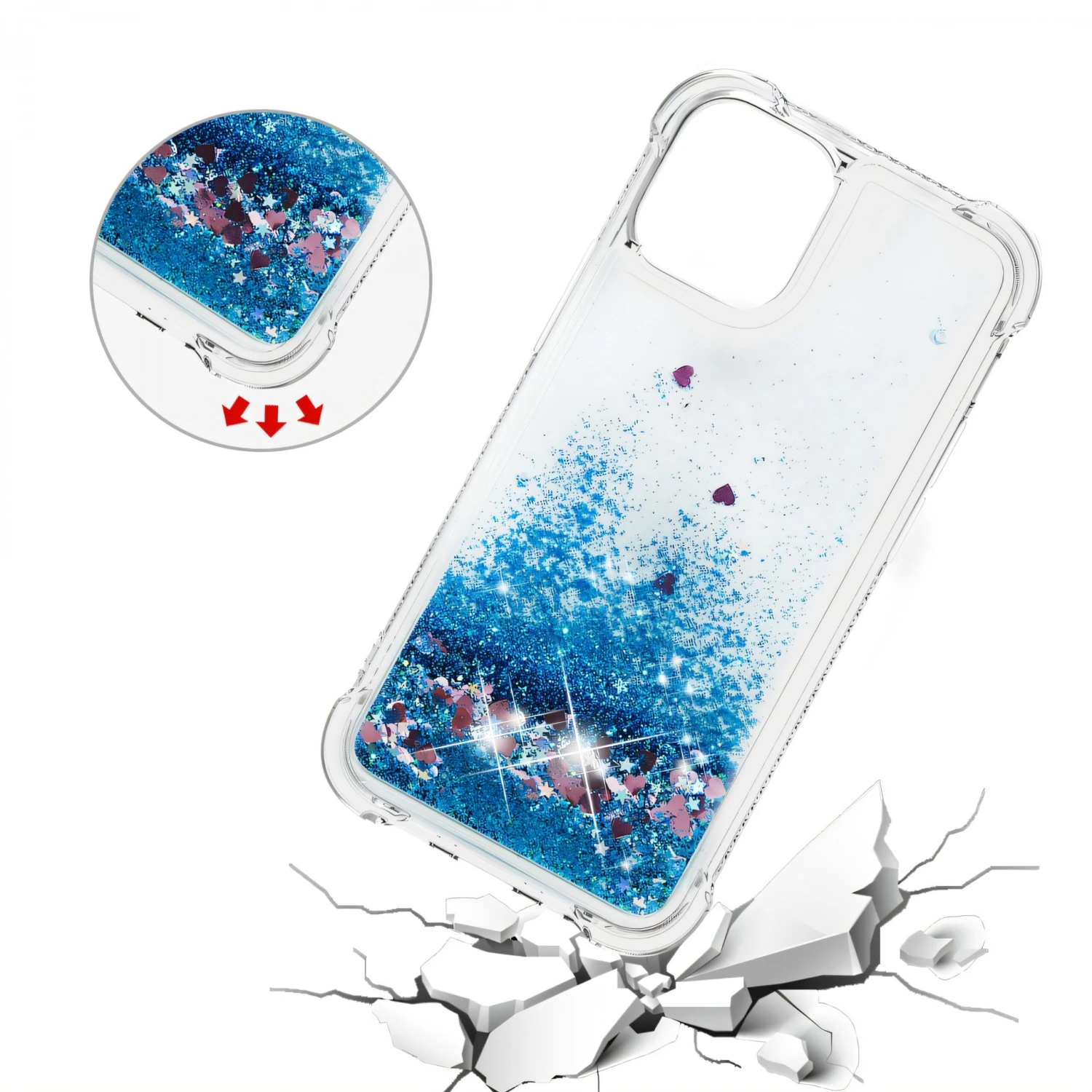 Coque Antichoc IPhone 12 Mini - Paillettes Bleu Foncé 7 Coque Antichoc IPhone 12 Mini - Paillettes Bleu Foncé – Image 5