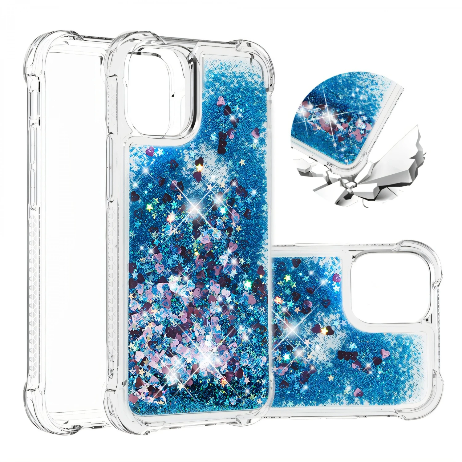 Coque Antichoc IPhone 12 Mini - Paillettes Bleu Foncé 3 Coque Antichoc IPhone 12 Mini - Paillettes Bleu Foncé