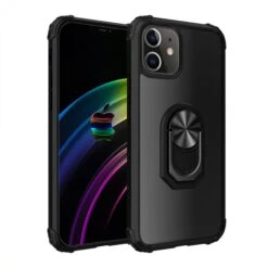 Coque Antichoc IPhone 12 Et 12 Pro Hybride Avec Anneau Prévu Pour Support Aimanté - Noir
