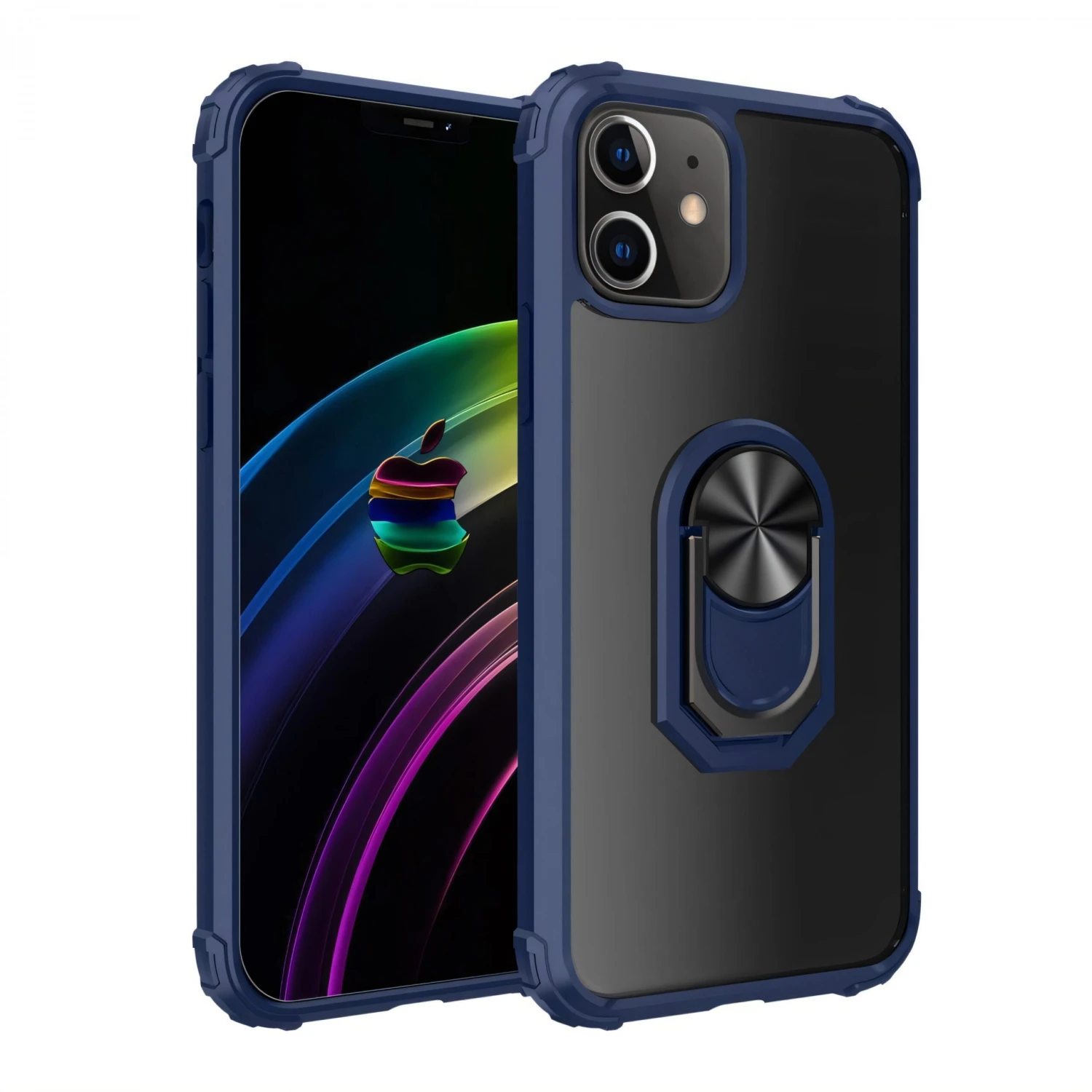 Coque Antichoc IPhone 12 Et 12 Pro Hybride Avec Anneau Prévu Pour Support Aimanté - Bleu 3 Coque Antichoc IPhone 12 Et 12 Pro Hybride Avec Anneau Prévu Pour Support Aimanté - Bleu