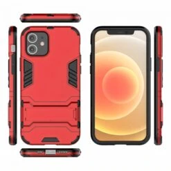 Coque Antichoc IPhone 12 Et 12 Pro Hybride Avec Support - Rouge -All For Phone Magasin coque iphone 12 pro frac3452 3