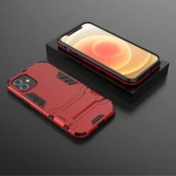 Coque Antichoc IPhone 12 Et 12 Pro Hybride Avec Support - Rouge -All For Phone Magasin coque iphone 12 pro frac3452 4