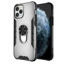 Coque IPhone 12 Et 12 Pro Hybride Avec Anneau Et Support En Métal - Transparent