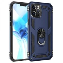 Coque Antichoc IPhone 12 Pro Max Hybride Armor Avec Anneau - Bleu Foncé