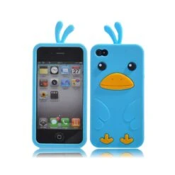 Coque IPhone 4 Silicone Canard Mignon Bleu
