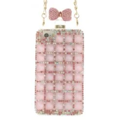 Coque IPhone 5S Et 5 Fantaisie Bouteille De Parfum Diamant Avec Chaine Rose