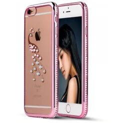 Coque IPhone 6s 6 Silicone Crystal Paon SHENGO Rose