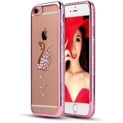 Coque IPhone 6 Et 6s Silicone Crystal Cygne SHENGO Rose