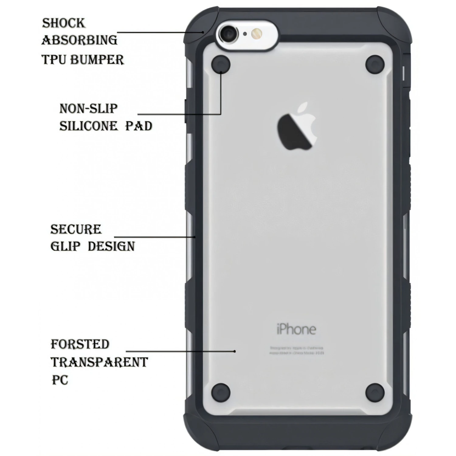 Coque IPhone 6 En Silicone Antichoc Renforcé Noir 8 Coque IPhone 6 En Silicone Antichoc Renforcé Noir – Image 6