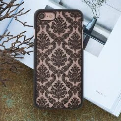 Coque IPhone SE 2022, SE 2020 Et IPhone 8, 7 Rigide Fleurs Damas Noir