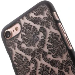 Coque IPhone SE 2022, SE 2020 Et IPhone 8, 7 Rigide Fleurs Damas Noir -All For Phone Magasin coque iphone 7 frac1424 5