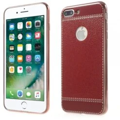 Coque IPhone 8 Plus Et 7 Plus Style Cuir Plaqué Rouge
