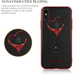Coque IPhone X Et XS Silicone Star Series Cœur De Cristal KINGXBAR Rouge -All For Phone Magasin coque iphone x frac1722 2