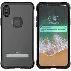 Coque IPhone X Et XS Antichoc Silicone Avec Support Noir -All For Phone Magasin coque iphone x frac1764 1