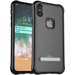 Coque IPhone X Et XS Antichoc Silicone Avec Support Noir -All For Phone Magasin coque iphone x frac1764 2