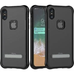 Coque IPhone X Et XS Antichoc Silicone Avec Support Noir -All For Phone Magasin coque iphone x frac1764 3