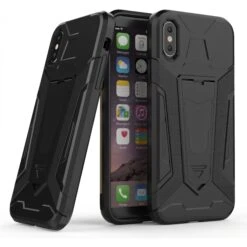 Coque IPhone X Et XS Silicone Hybrid Armor Kickstand Noir