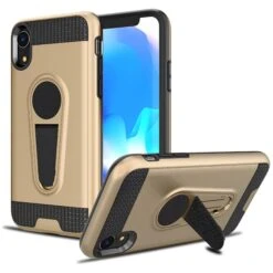 Coque IPhone XR Hybride Avec Support Or