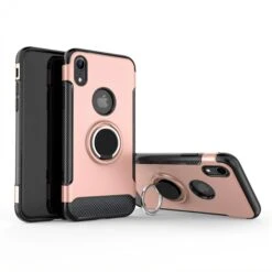 Coque Silcione IPhone XR Style Fibre De Carbone Avec Support Angibabe Noir -All For Phone Magasin coque iphone xr frac2135 2