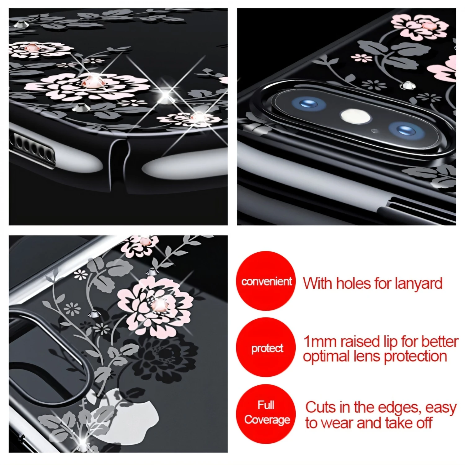 Coque Silicone IPhone X Et XS Avec Pierres Swarovski Noir 6 Coque Silicone IPhone X Et XS Avec Pierres Swarovski Noir – Image 4
